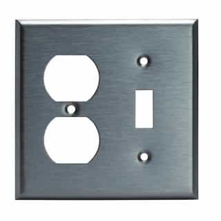 2-Gang Toggle Switch & Duplex Outlet Combo Wall Plate, White