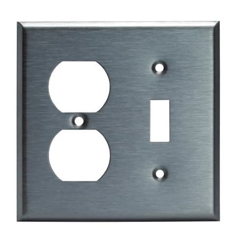 2-Gang Toggle Switch & Duplex Outlet Combo Wall Plate, Light Almond
