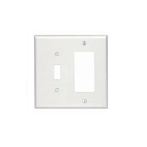 2-Gang Toggle Switch & Decora Outlet Combo Wall Plate, White