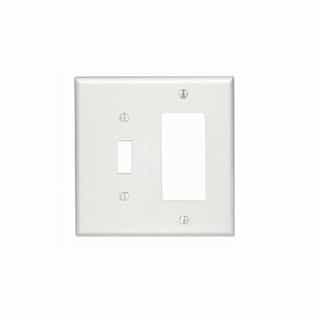 Aida 2-Gang Toggle Switch & Decora Outlet Combo Wall Plate, White