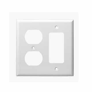 2-Gang Duplex & Decora Outlet Combo Wall Plate, White