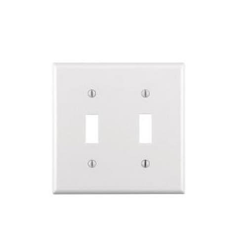 2-Gang Standard Toggle Switch Wall Plate, White