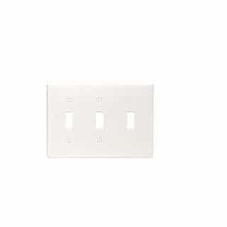 3-Gang Standard Toggle Switch Wall Plate, White