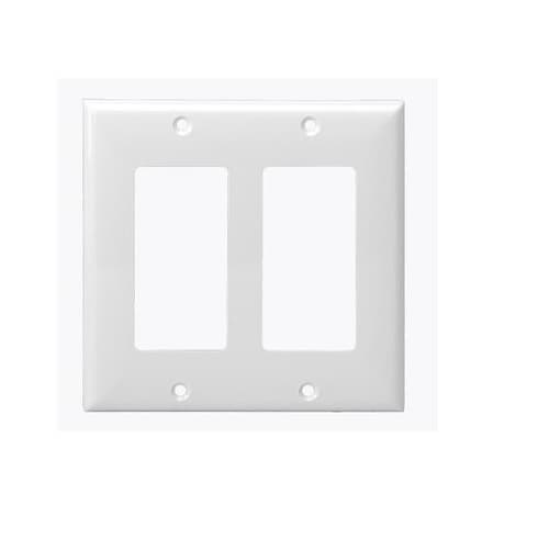 2-Gang Standard Decora Outlet Wall Plate, White