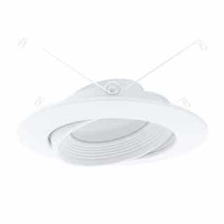 6-in 15W LED Swivel Recessed Downlight, 120V, Selectable CCT, White