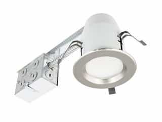 3-in Round LED Retrofit Downlight, Smooth, Dimmable, 550 lm, 3000K, Nickel