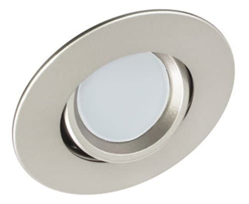 3-in 8W Round LED Downlight, Adjustable, GU10, Dimmable, 550 lm, 120V, 3000K, Nickel