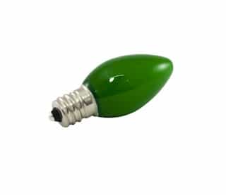 .5W LED C7 Decorative Bulb, Dimmable, E12, 120V, Opaque Green, Pack of 25
