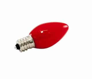 .5W LED C7 Decorative Bulb, Dimmable, E12, 120V, Opaque Red, Pack of 25
