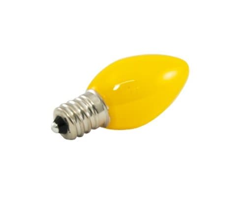 .5W LED C7 Decorative Bulb, Dimmable, E12, 120V, Opaque Yellow, Pack of 25