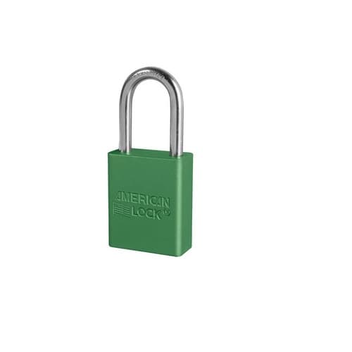 Aluminum Safety Padlock w/ 1.5-in Shackle, Green