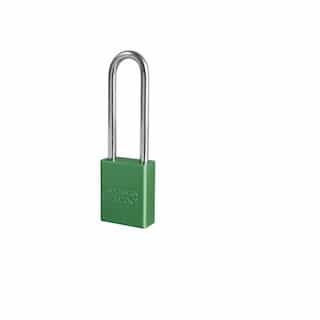 Aluminum Safety Padlock w/ 3-in Shackle, Green