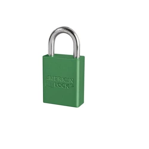 Aluminum Safety Padlock 1/ 1-in Shackle, Green