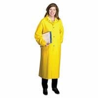 Polyester Raincoat, 0.35 mm PVC/Polyester, Yellow, 48 in, Large