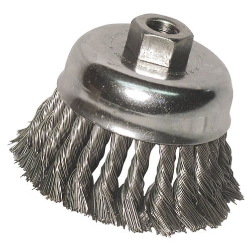 Anchor Knot Wire Cup Brush, 6 in Dia., 5/8-11 Arbor, .025 in Carbon Steel