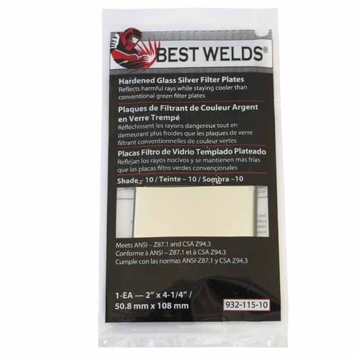Best Welds 4.25 x 2 Inch Shade 10 Reflective Silver Glass Plate for Welding Masks