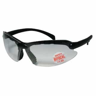 Contemporary Safety Glasses w/ 1.5 Diopter Bifocal Lens, Black