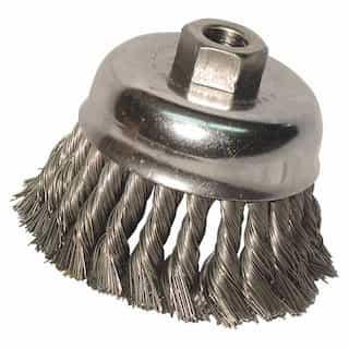3 Inch Diameter Knot Wheel Brush with .012 Inch Stainless Steel Wire