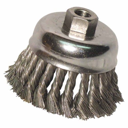 3 Inch Diameter Knot Wheel Brush with .012 Inch Stainless Steel Wire