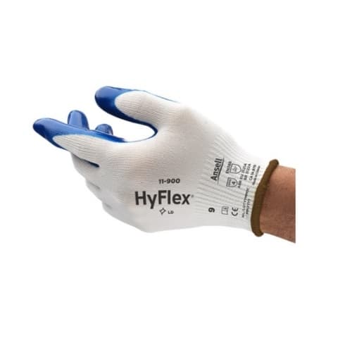Oil-Resistant Gloves, Size 8, White & Blue