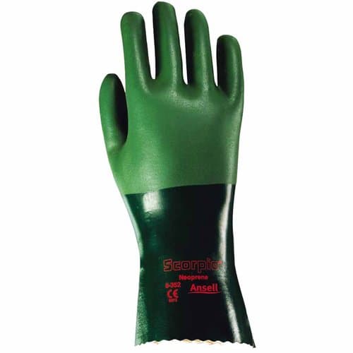 Size 10 Neoprene Rough-Coated Scorpio Gloves with Gauntlet-Style Cuff