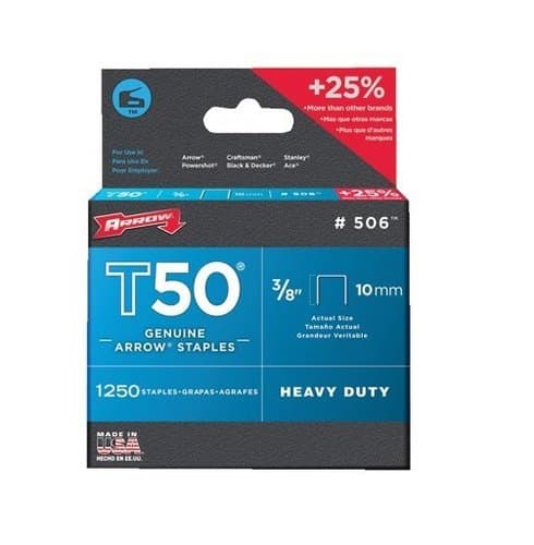 Arrow Collection of 1250 3/8 Inch by 3/8 Inch T50 Staples