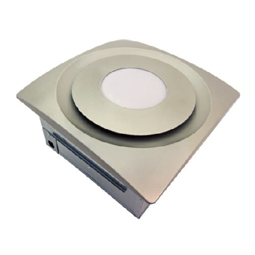 33W Slim Fit Bathroom Fan w/LED Light, Dimmable, 120 CFM, 1150 lm, 4000K, Satin Nickel