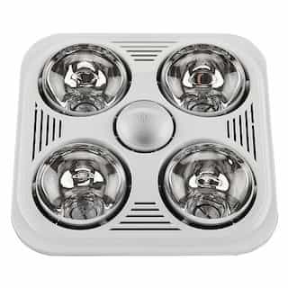 1160W Bathroom Exhaust Fan & Heater, 4-Light, 90 CFM, White