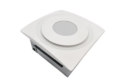 26W Slim Fit Bathroom Ceiling & Wall Fan w/Sensor & Light, Low Profile, 90 CFM, White