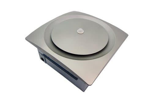 Low Profile 80-140 CFM Bathroom Fan w/ Humidity & Motion Sensor, Satin Nickel