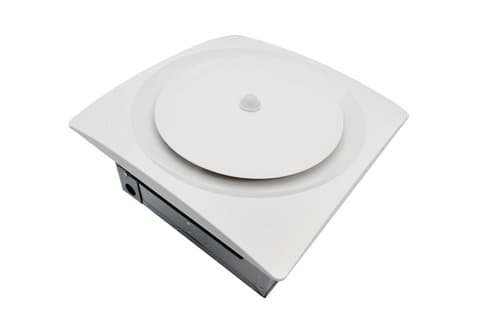 Aero Pure Low Profile 80-140 CFM Bathroom Fan w/ Integrated Humidity & Motion Sensor, White