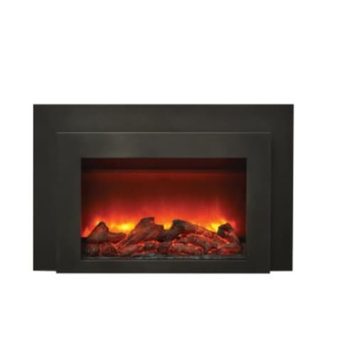 30-in Electric Fireplace Insert w/ Black Steel Surround & Overlay