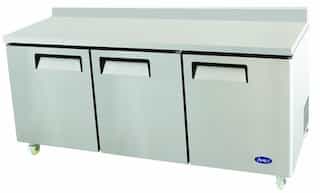 Atosa 72'' Stainless Steel Three Door Work Top Refrigerator