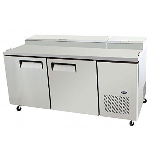 67'' Stainless Steel Pizza Prep Table Refrigerator, Two Doors