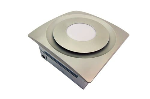 33W Slim Fit Bathroom Ceiling & Wall Fan w/Light, Low Profile, 120 CFM, Satin Nickel