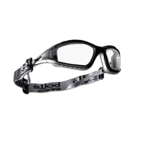 Tracker Series Safety Glasses, Black & Gray w/ Clear Lens
