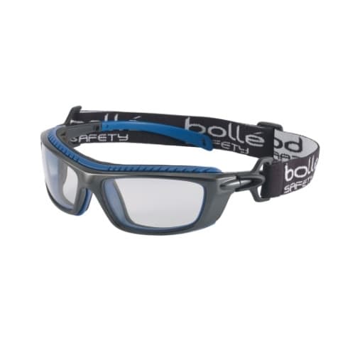 Baxter Series Safety Glasses, Blue & Gray w/ Clear Lens