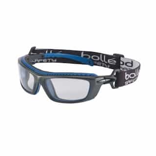 Baxter Series Safety Glasses, Blue & Gray w/ Clear Lens