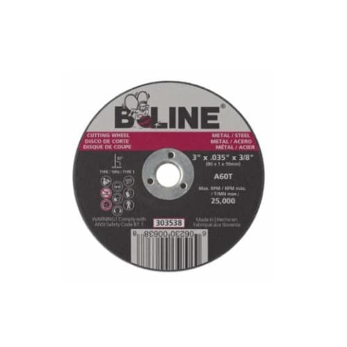 Bee Line Abrasives 3-in Flat Cutting Wheel, 60 Grit, Aluminum Oxide, Resin Bond