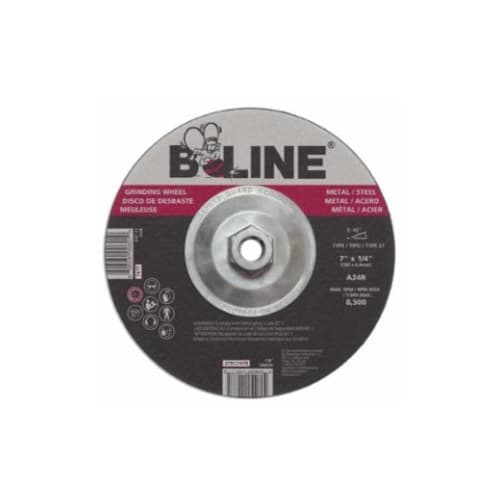 Bee Line Abrasives 7-in Depressed Center Grinding Wheel, 24 Grit, Aluminum Oxide, Resin Bond