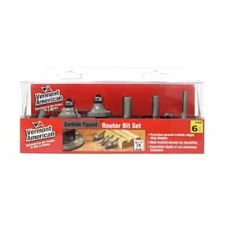 Vermont American 6 pc. Router Bit Set, Carbide Tipped, 1/4-in Shank
