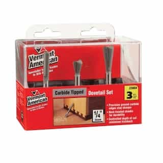 Vermont American 3 pc. Dovetail Router Bit Set, Carbide Tipped, 1/4-in Shank