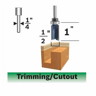 1/2-in x 1-in Top Bearing Straight Router Bit, Carbide Tipped, 2-Flute