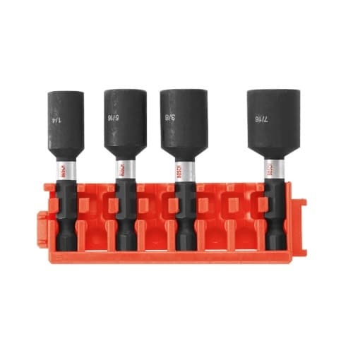 4 pc. Impact Tough Nutsetters w/ Clip, Magnetic, Variety