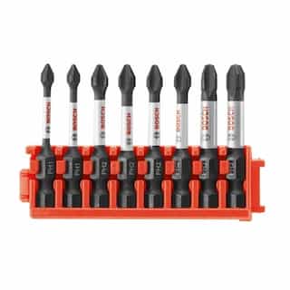 Bosch 8 pc. 2-in Impact Tough Power Bits w/ Clip, Phillips Variety