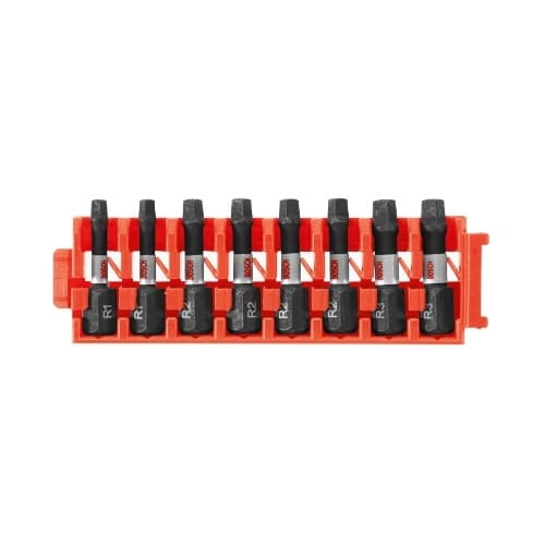 8 pc. 1-in Impact Tough Insert Bits w/ Clip, Square Variety