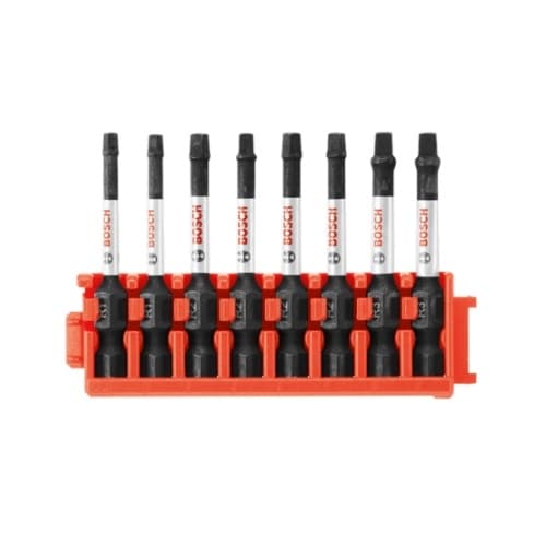 8 pc. 2-in Impact Tough Power Bits w/ Clip, Square Variety