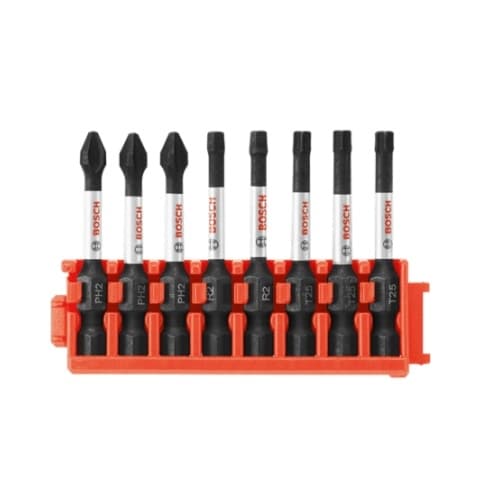 8 pc. 2-in Impact Tough Power Bits w/ Clip, Variety