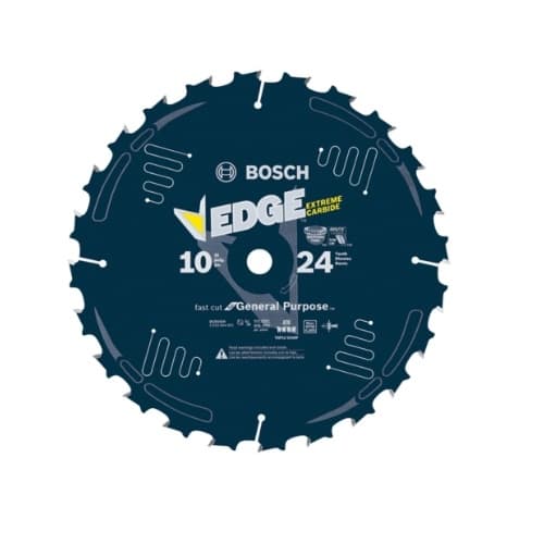 Bosch 10-in Edge Circular Saw Blade, Fast Cuts, 24 Tooth