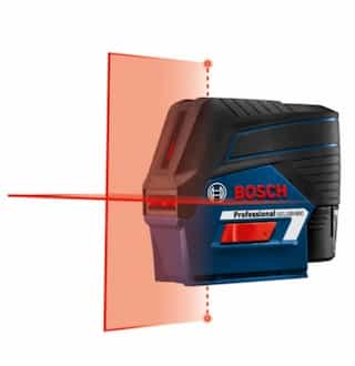 Cross-Line Laser w/ Plumb Points & Battery, 12V, Red Beam, 100-ft Max